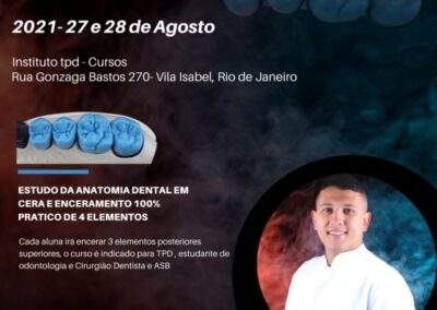 Curso Estudo da Anatomia Dental em Cera e Enceramento 100% Prático de 4 Elementos – 27 e 28 de agosto